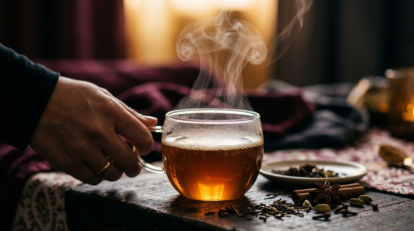 Steaming cup of chai illustrating the tea ritual